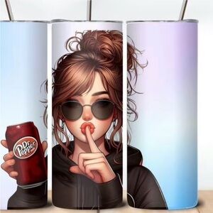 Girl Tumbler with Dr Pepper Design. NWOT